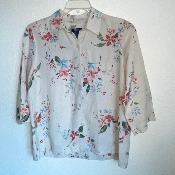 Crazy Horse By Liz Claiborne Linen Blend  Blouse - Picture 2 of 5
